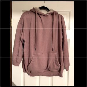 Aerie Hoodie Sweatshirt Vintage Rose Pink Fur Lined